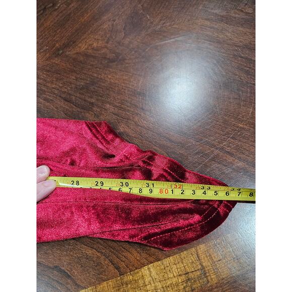 Red Velvet Holiday Tunic Sheer Rhinestone Lace Goth Romantic Size M - Picture 7 of 7